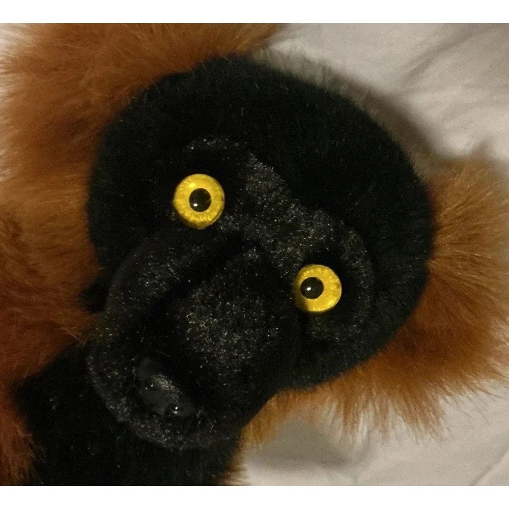 Aurora World Lemur Stuffie Plush Black & Brown Red 8